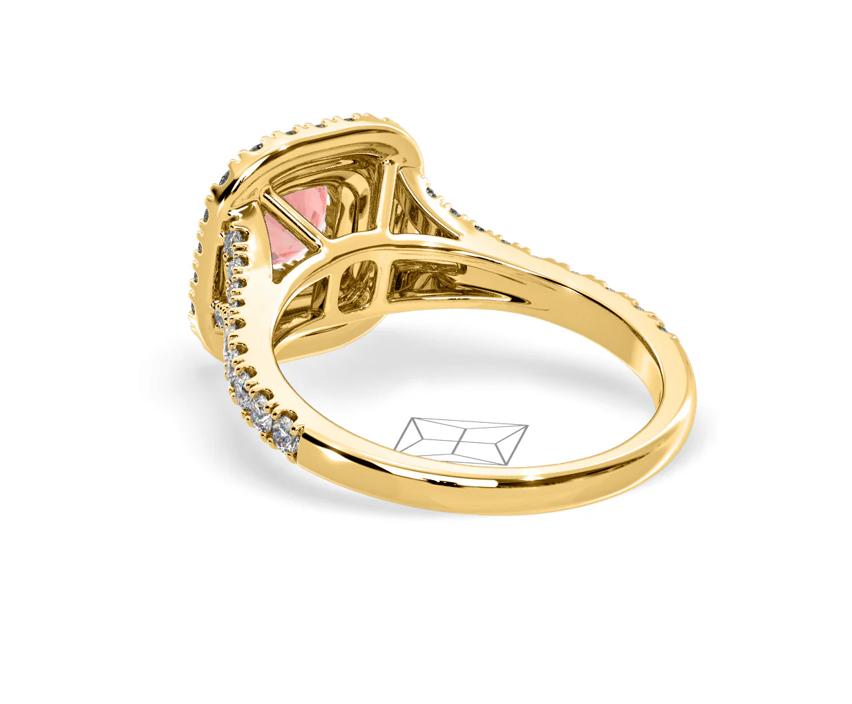 Anastasia Pink Lab Diamond 1.30ct Halo Ring in 18K Yellow Gold - Elara Collection - Image 39