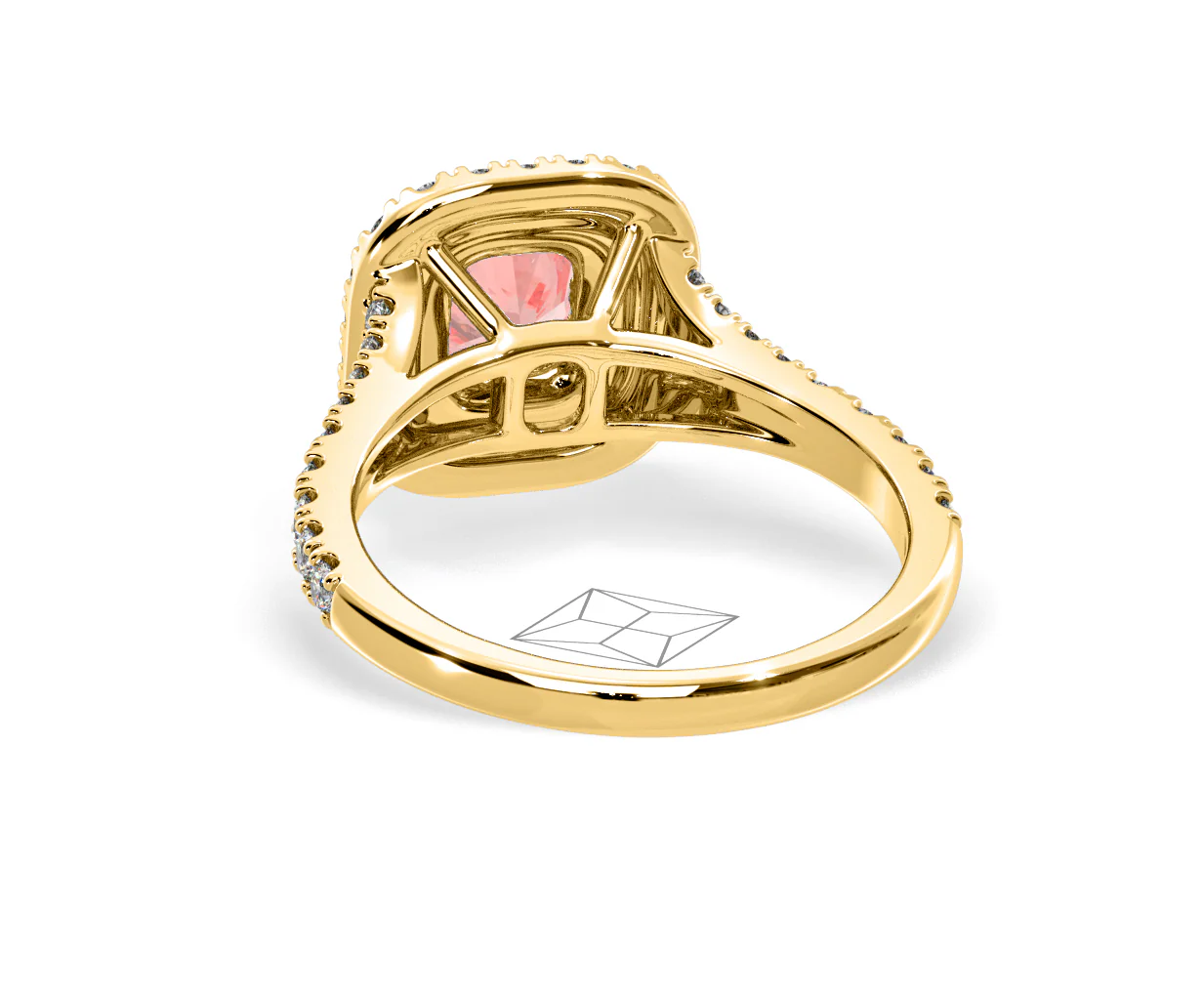 Anastasia Pink Lab Diamond 1.30ct Halo Ring in 18K Yellow Gold - Elara Collection - Image 43