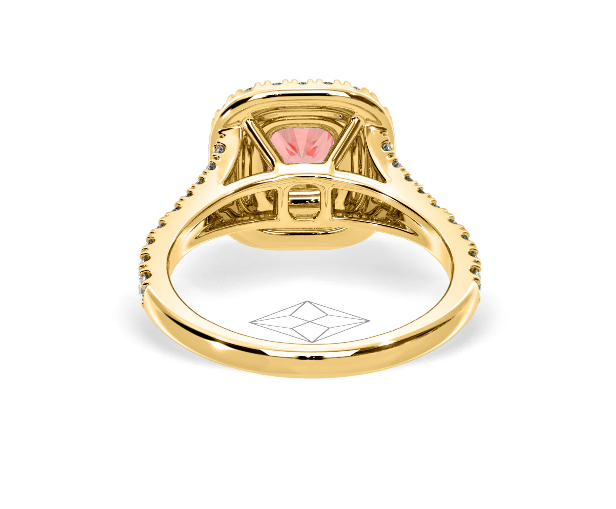 Anastasia Pink Lab Diamond 1.30ct Halo Ring in 18K Yellow Gold - Elara Collection - Image 46