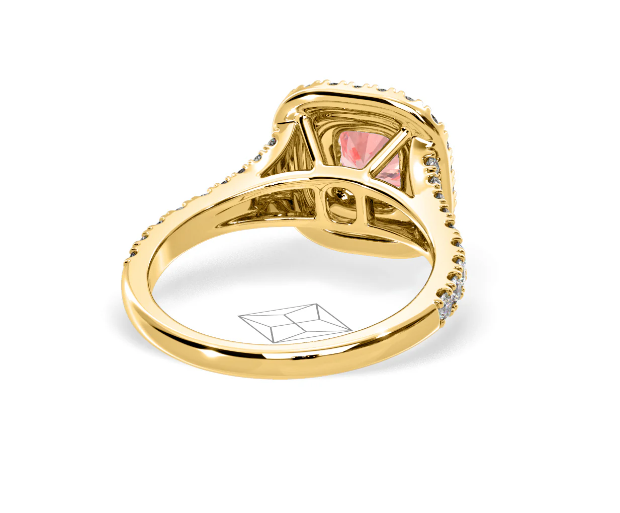 Anastasia Pink Lab Diamond 1.30ct Halo Ring in 18K Yellow Gold - Elara Collection - Image 51