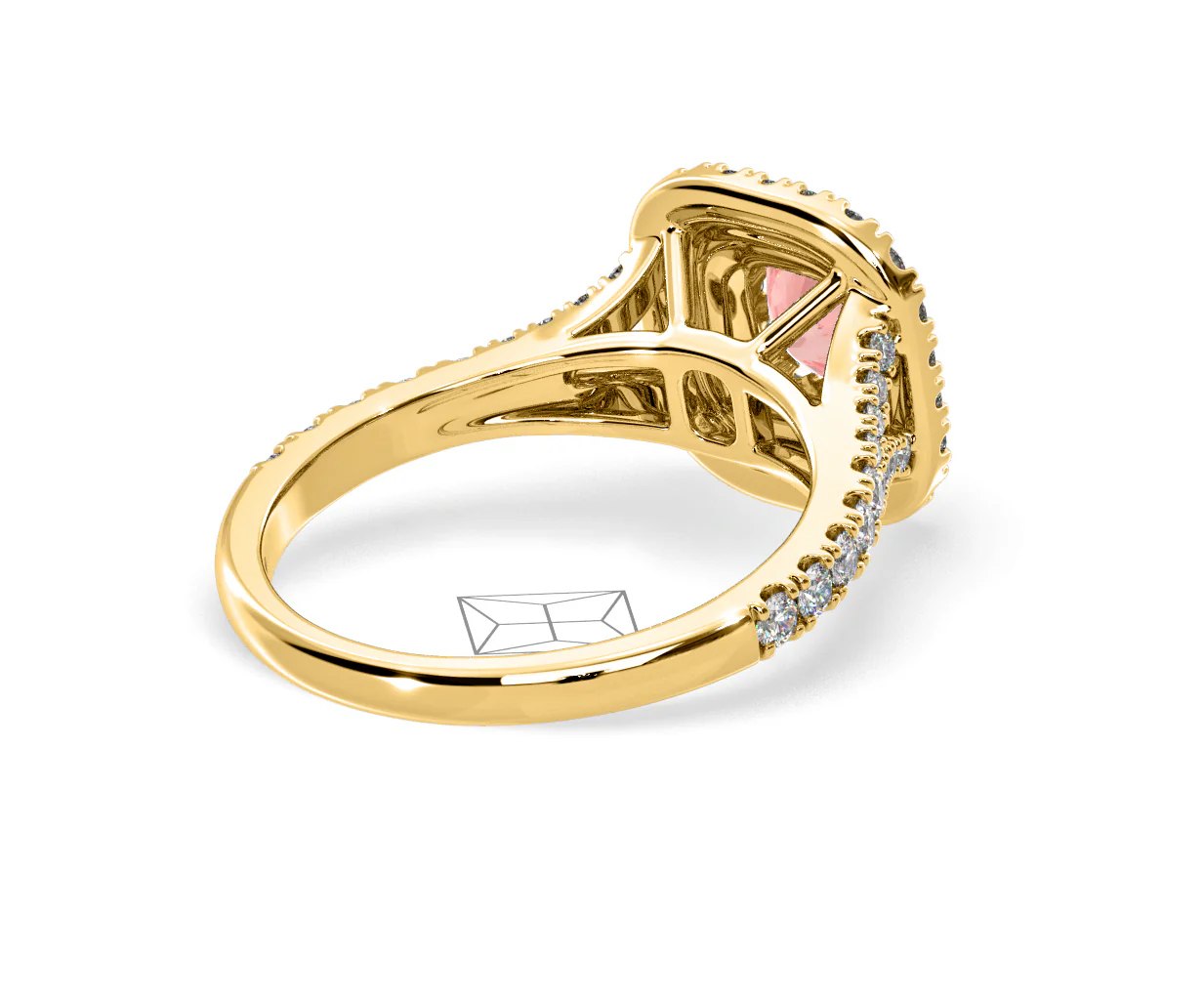Anastasia Pink Lab Diamond 1.30ct Halo Ring in 18K Yellow Gold - Elara Collection - Image 55