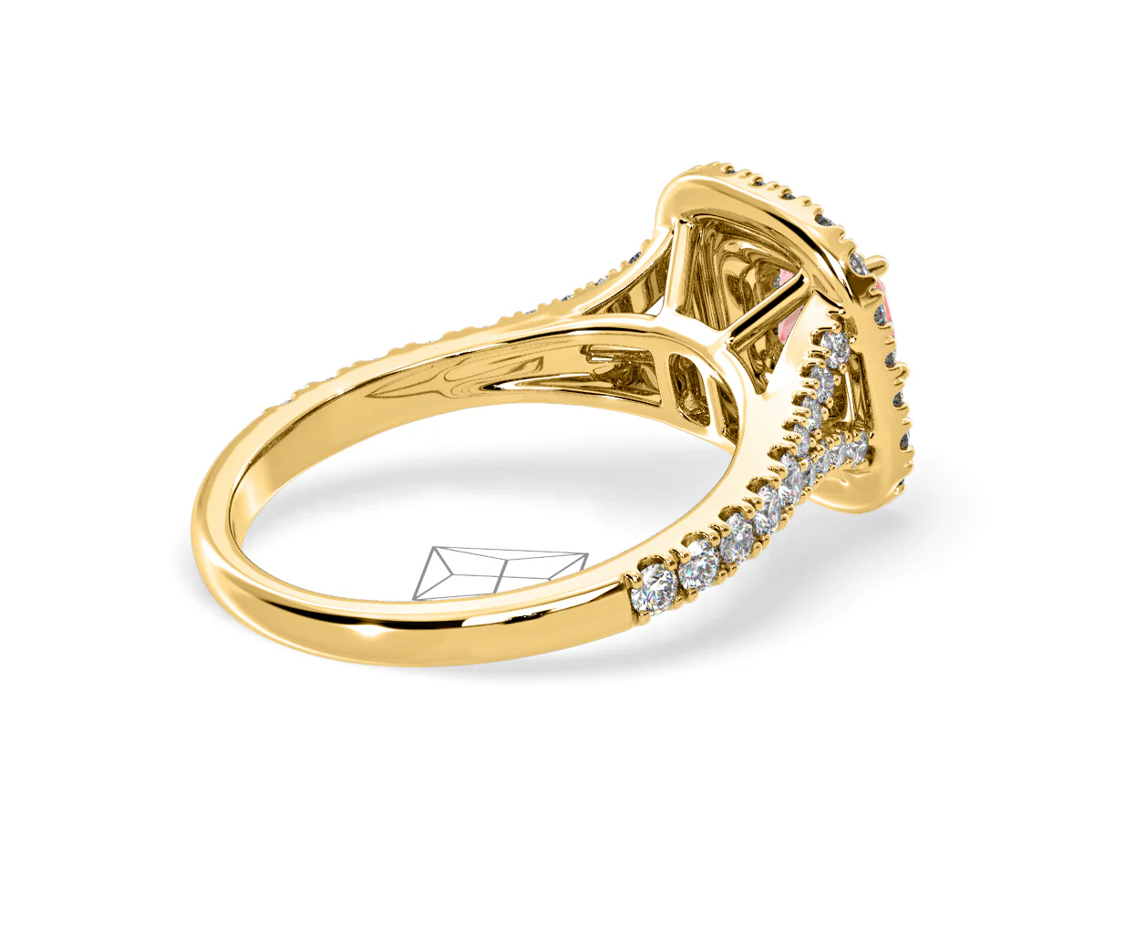 Anastasia Pink Lab Diamond 1.30ct Halo Ring in 18K Yellow Gold - Elara Collection - Image 58