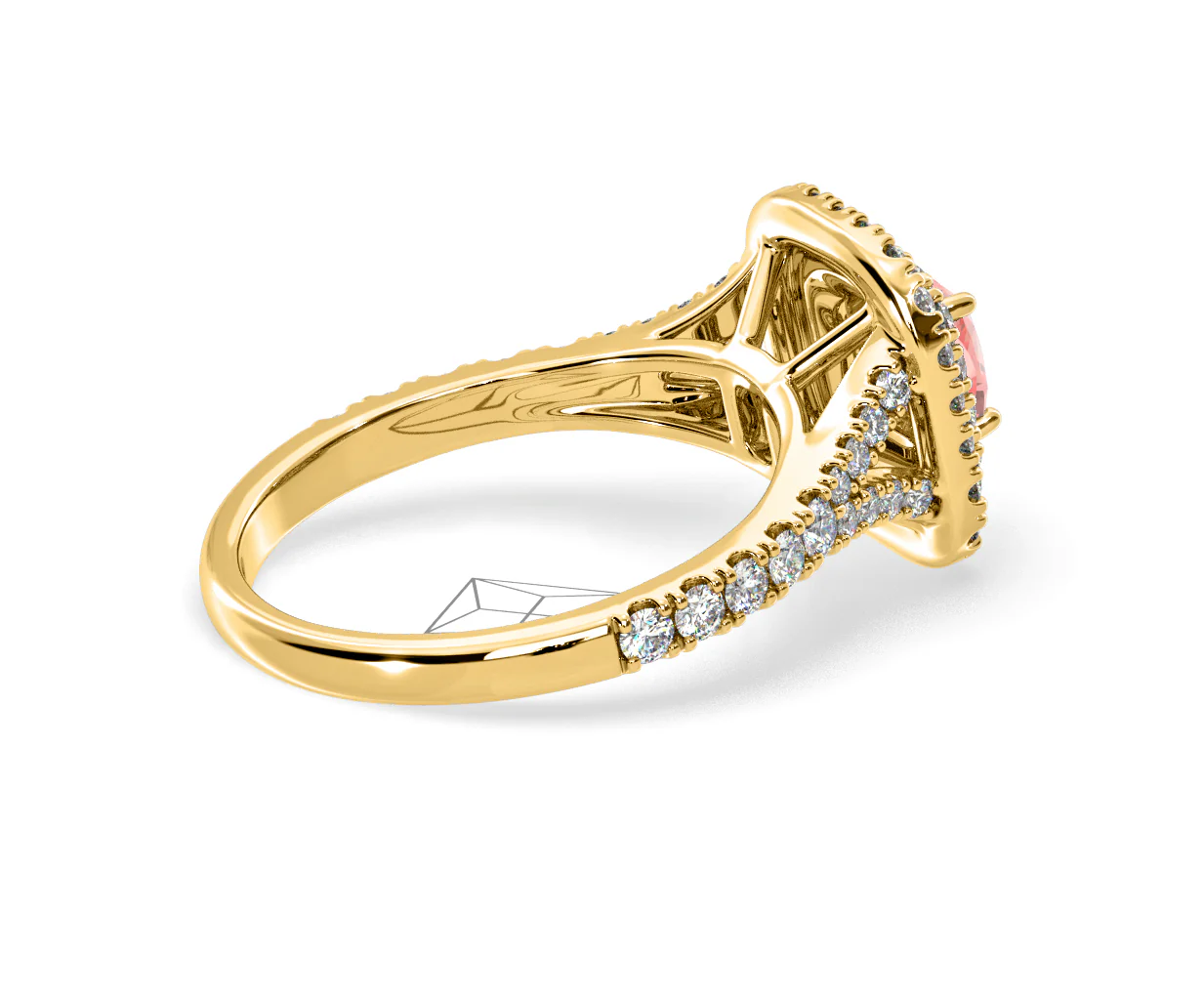 Anastasia Pink Lab Diamond 1.30ct Halo Ring in 18K Yellow Gold - Elara Collection - Image 60