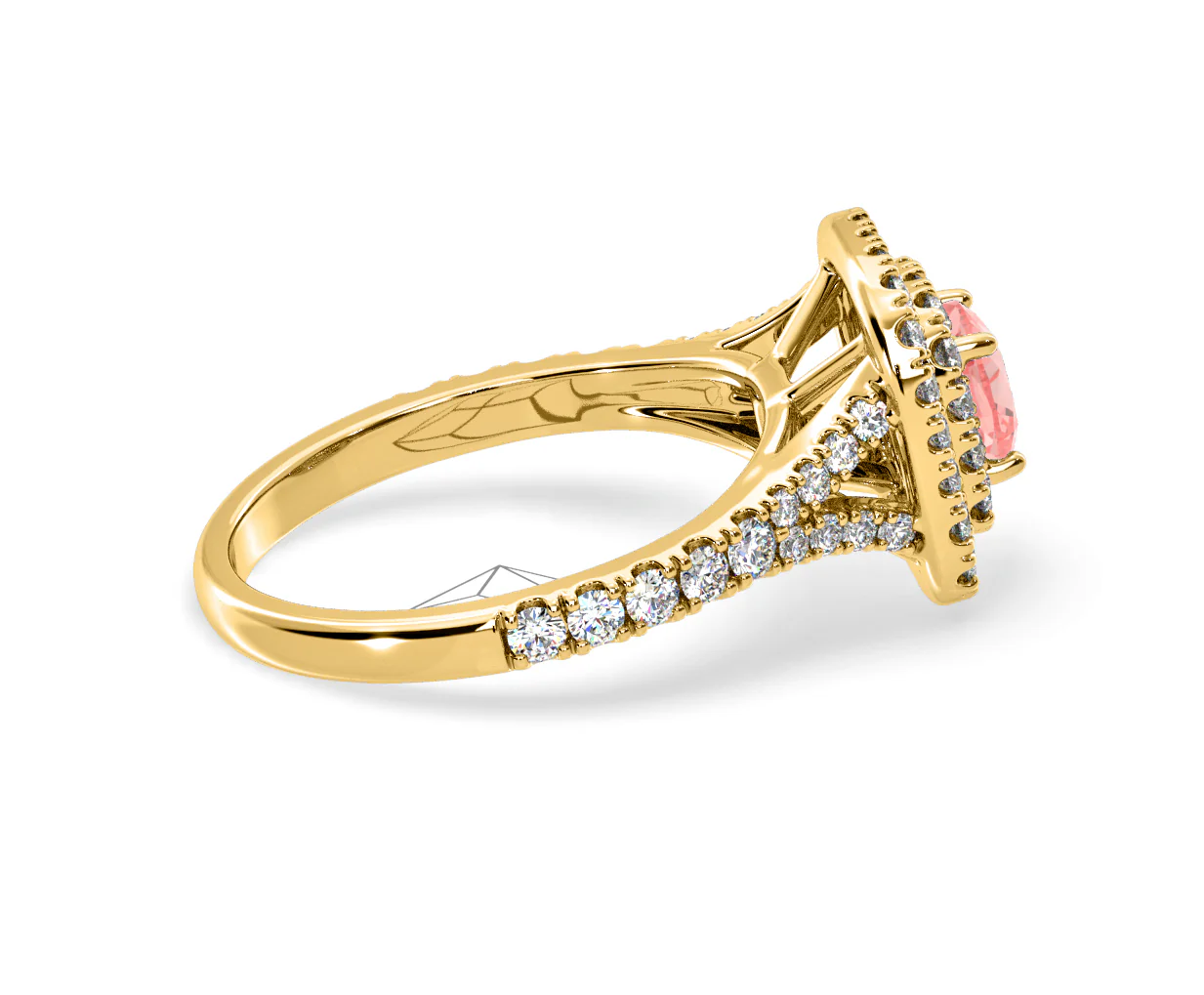 Anastasia Pink Lab Diamond 1.30ct Halo Ring in 18K Yellow Gold - Elara Collection - Image 64