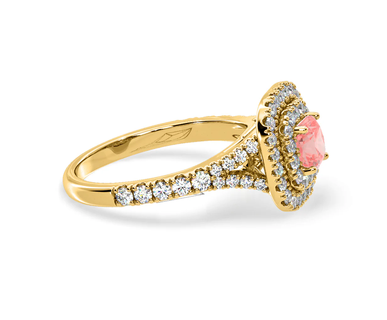 Anastasia Pink Lab Diamond 1.30ct Halo Ring in 18K Yellow Gold - Elara Collection - Image 70