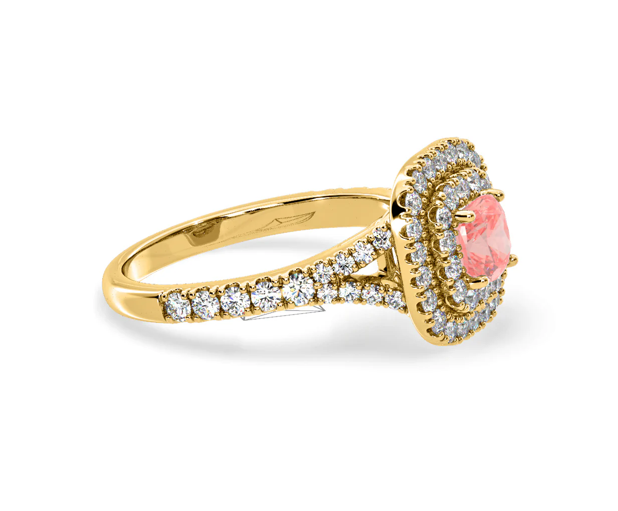 Anastasia Pink Lab Diamond 1.30ct Halo Ring in 18K Yellow Gold - Elara Collection - Image 72