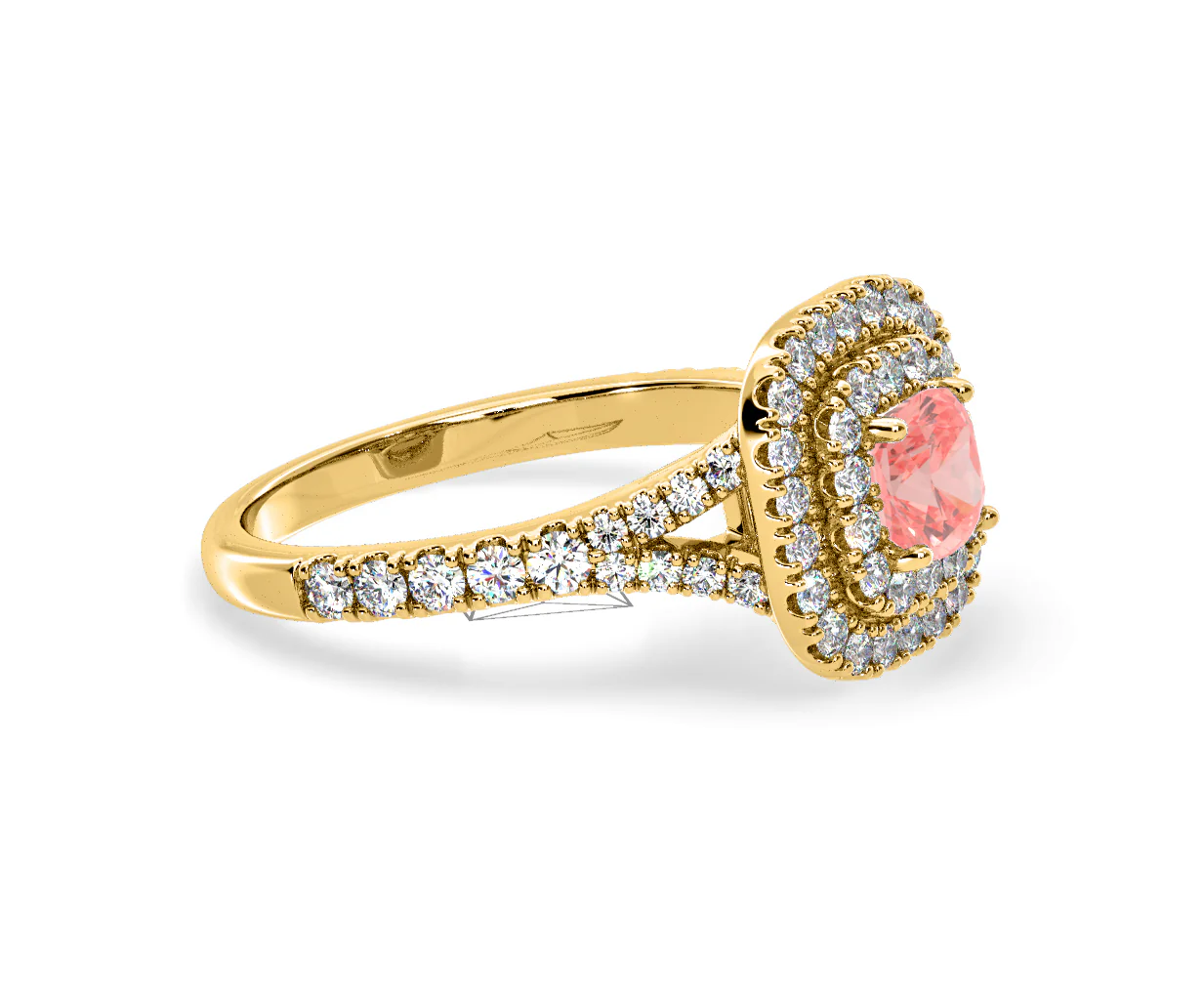 Anastasia Pink Lab Diamond 1.30ct Halo Ring in 18K Yellow Gold - Elara Collection - Image 73