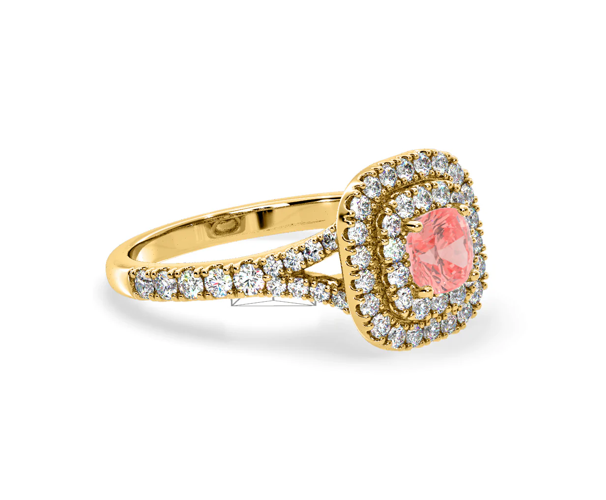 Anastasia Pink Lab Diamond 1.30ct Halo Ring in 18K Yellow Gold - Elara Collection - Image 76