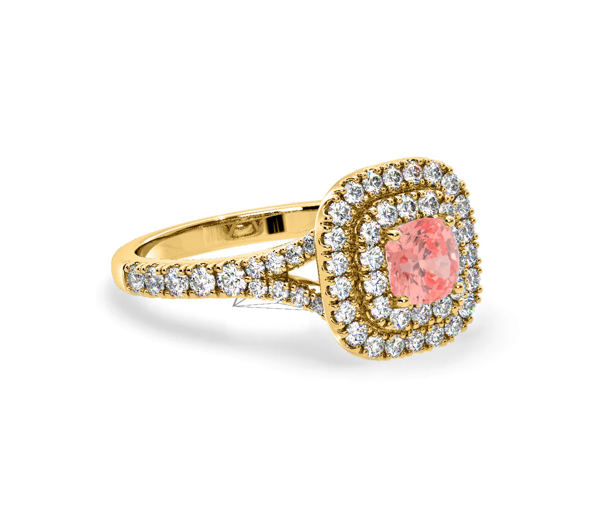 Anastasia Pink Lab Diamond 1.30ct Halo Ring in 18K Yellow Gold - Elara Collection - Image 78