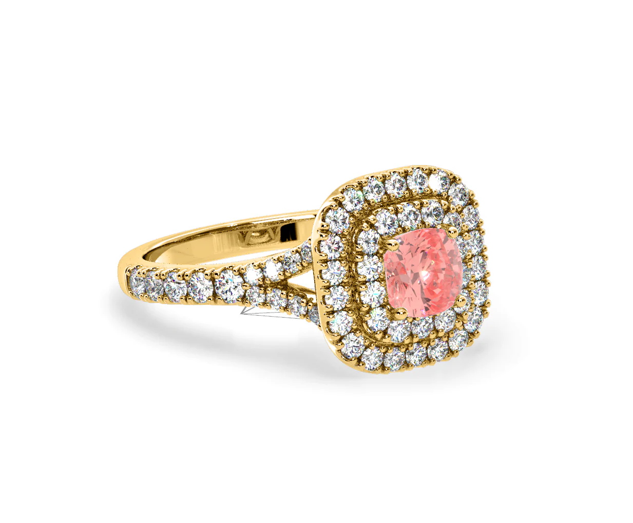 Anastasia Pink Lab Diamond 1.30ct Halo Ring in 18K Yellow Gold - Elara Collection - Image 79