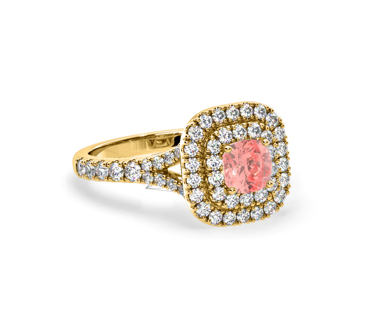 Anastasia Pink Lab Diamond 1.30ct Halo Ring in 18K Yellow Gold - Elara Collection - Image 80