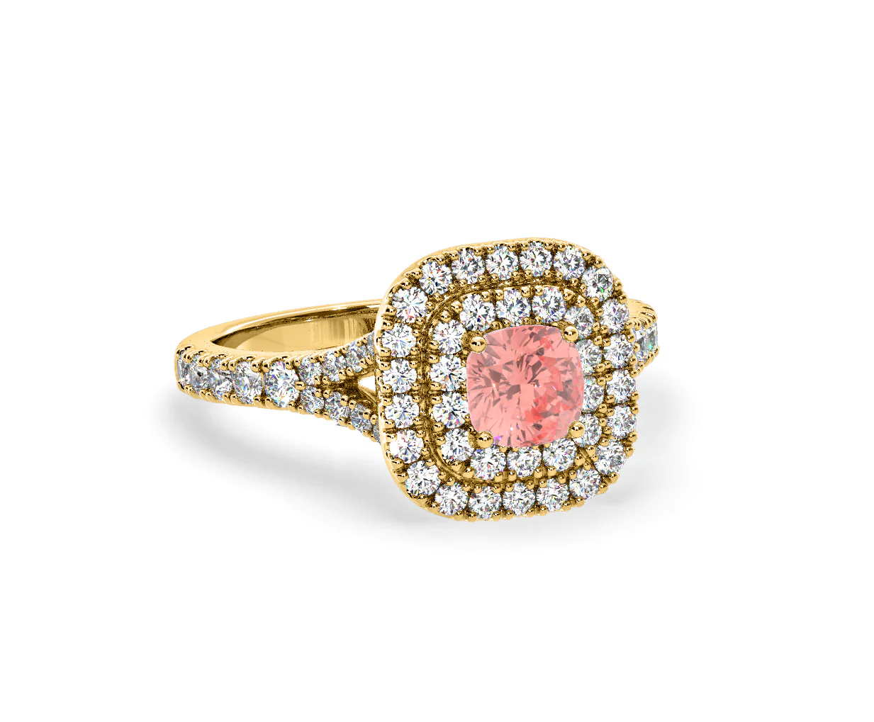 Anastasia Pink Lab Diamond 1.30ct Halo Ring in 18K Yellow Gold - Elara Collection - Image 82