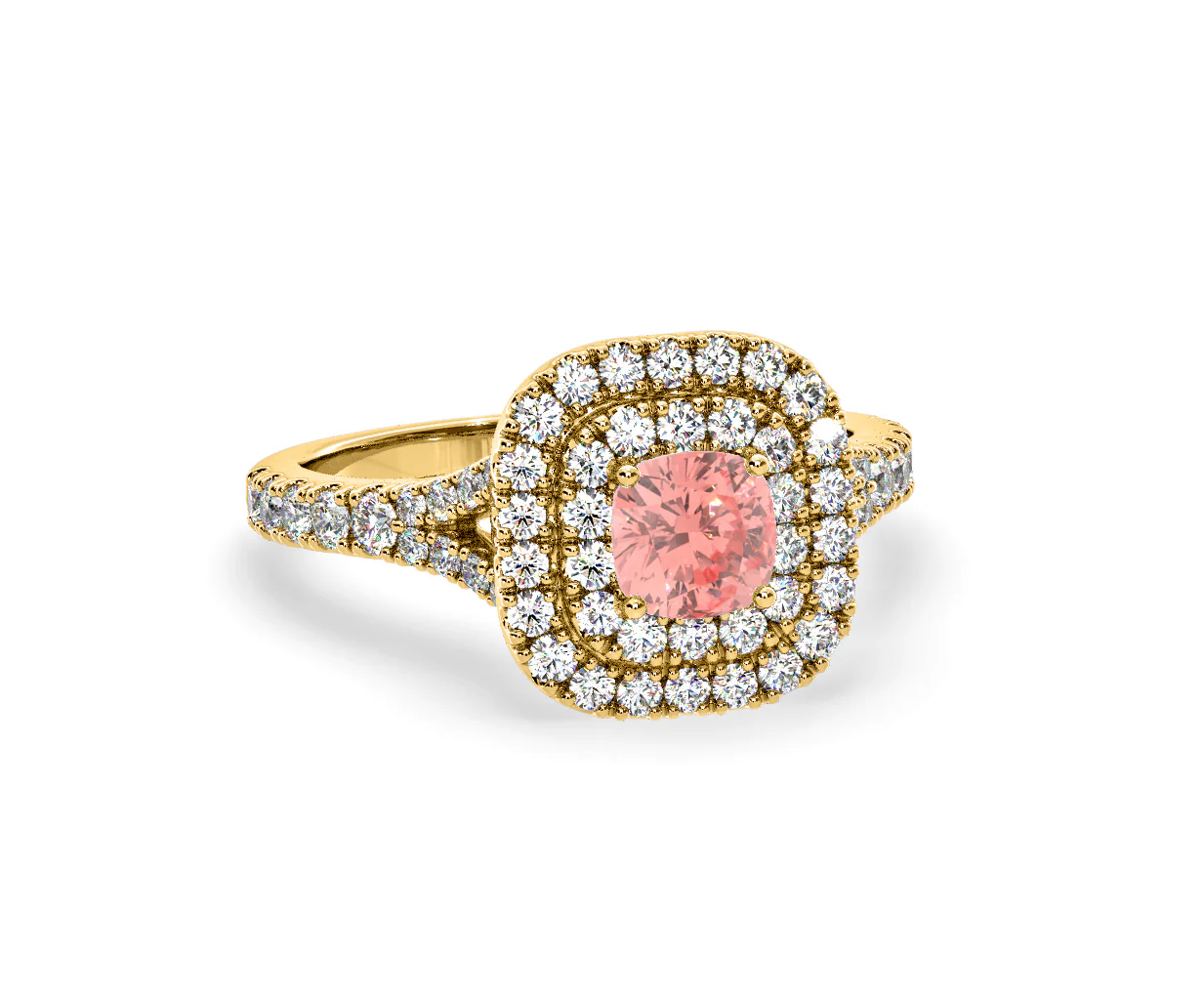 Anastasia Pink Lab Diamond 1.30ct Halo Ring in 18K Yellow Gold - Elara Collection - Image 83