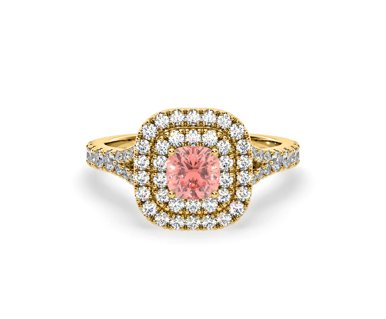 Anastasia Pink Lab Diamond 1.30ct Halo Ring in 18K Yellow Gold - Elara Collection - Image 86