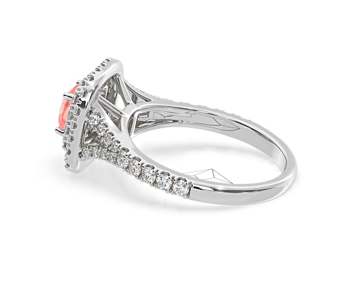 Anastasia Pink Lab Diamond 1.30ct Halo Ring in Platinum - Elara Collection - Image 31