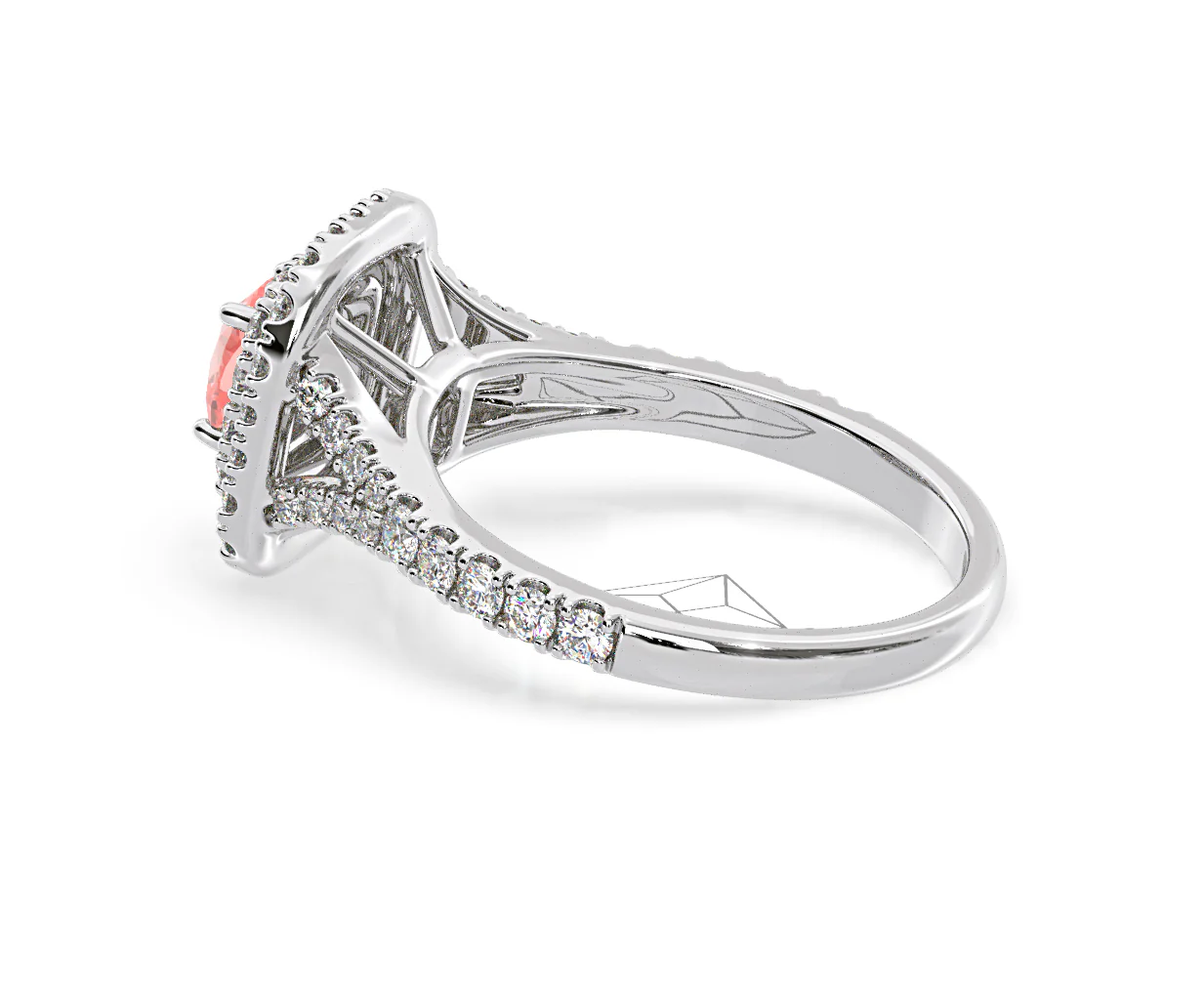 Anastasia Pink Lab Diamond 1.30ct Halo Ring in Platinum - Elara Collection - Image 32