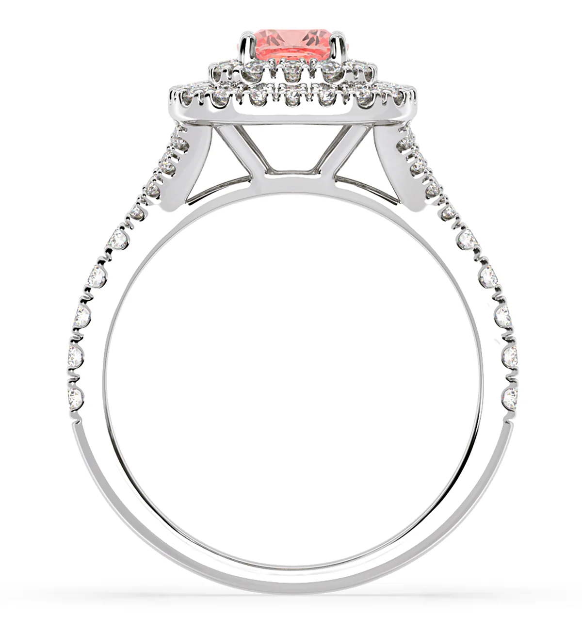 Anastasia Pink Lab Diamond 1.30ct Halo Ring in Platinum - Elara Collection - Image 5
