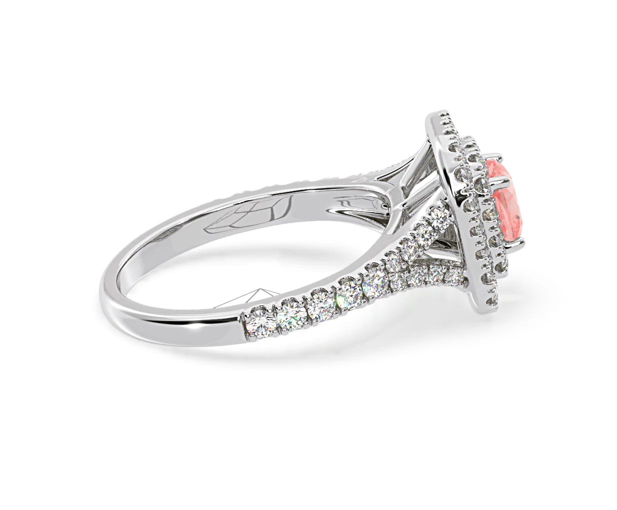 Anastasia Pink Lab Diamond 1.30ct Halo Ring in Platinum - Elara Collection - Image 65