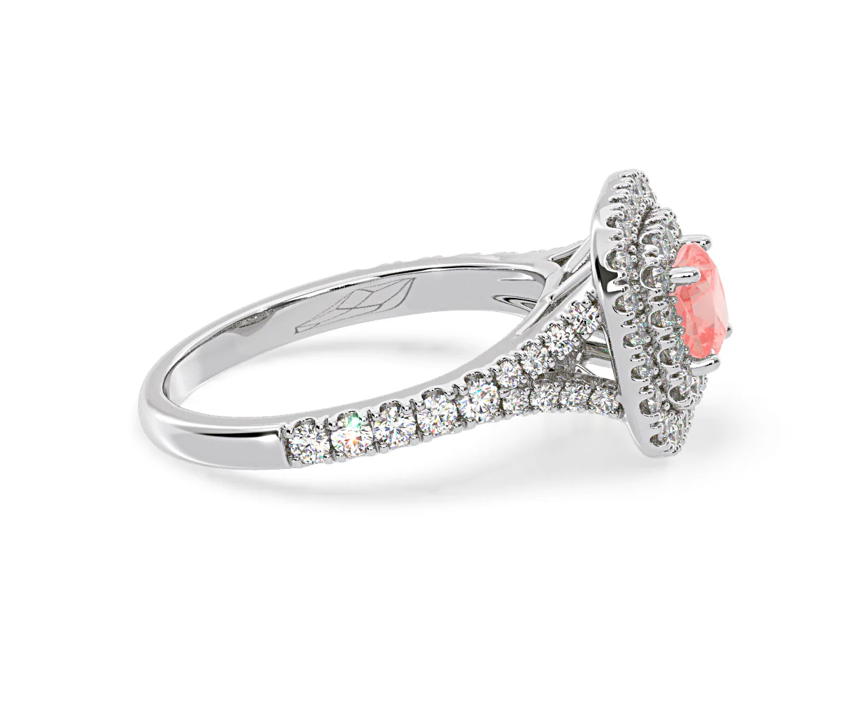 Anastasia Pink Lab Diamond 1.30ct Halo Ring in Platinum - Elara Collection - Image 68