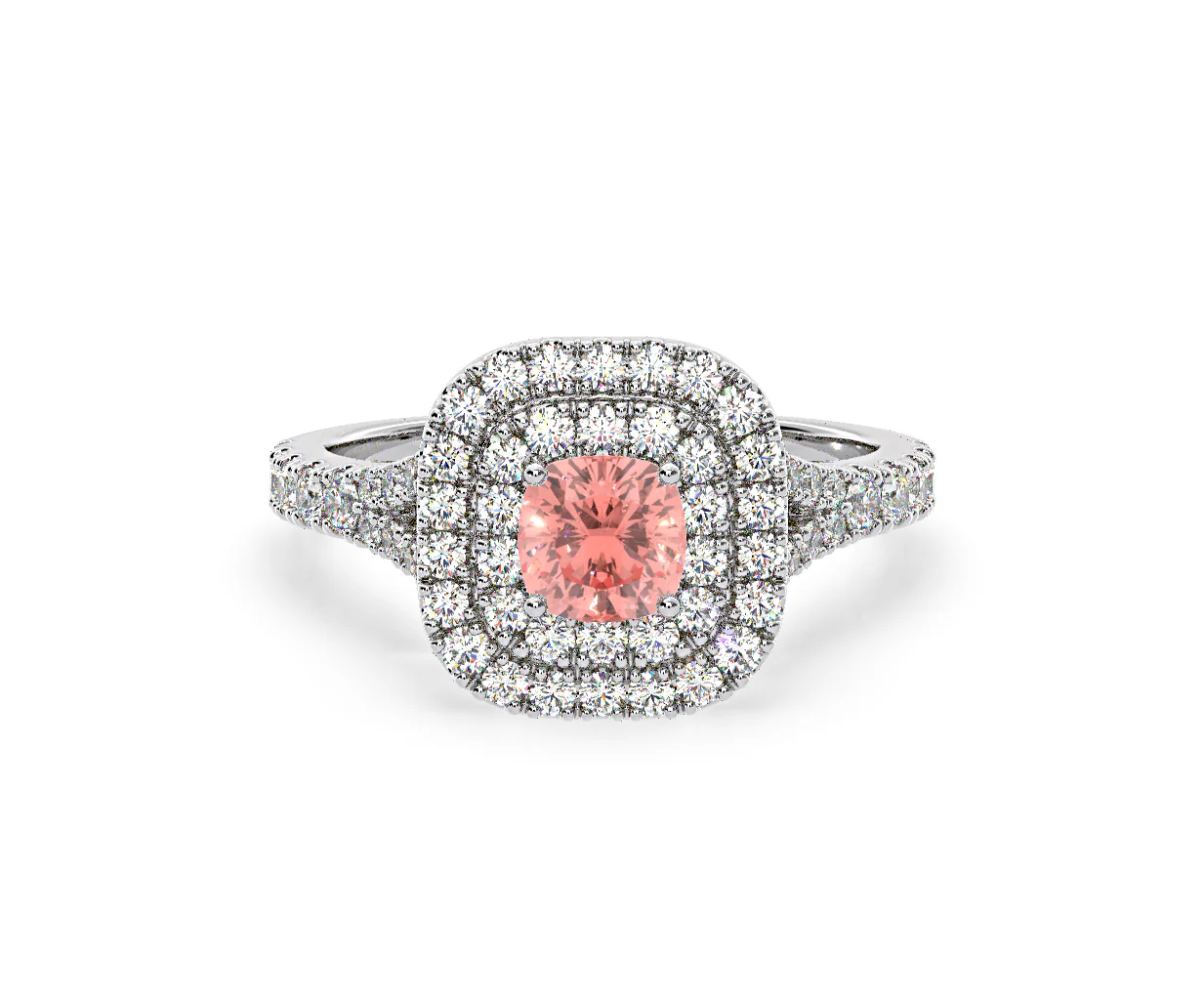Anastasia Pink Lab Diamond 1.30ct Halo Ring in Platinum - Elara Collection - Image 7