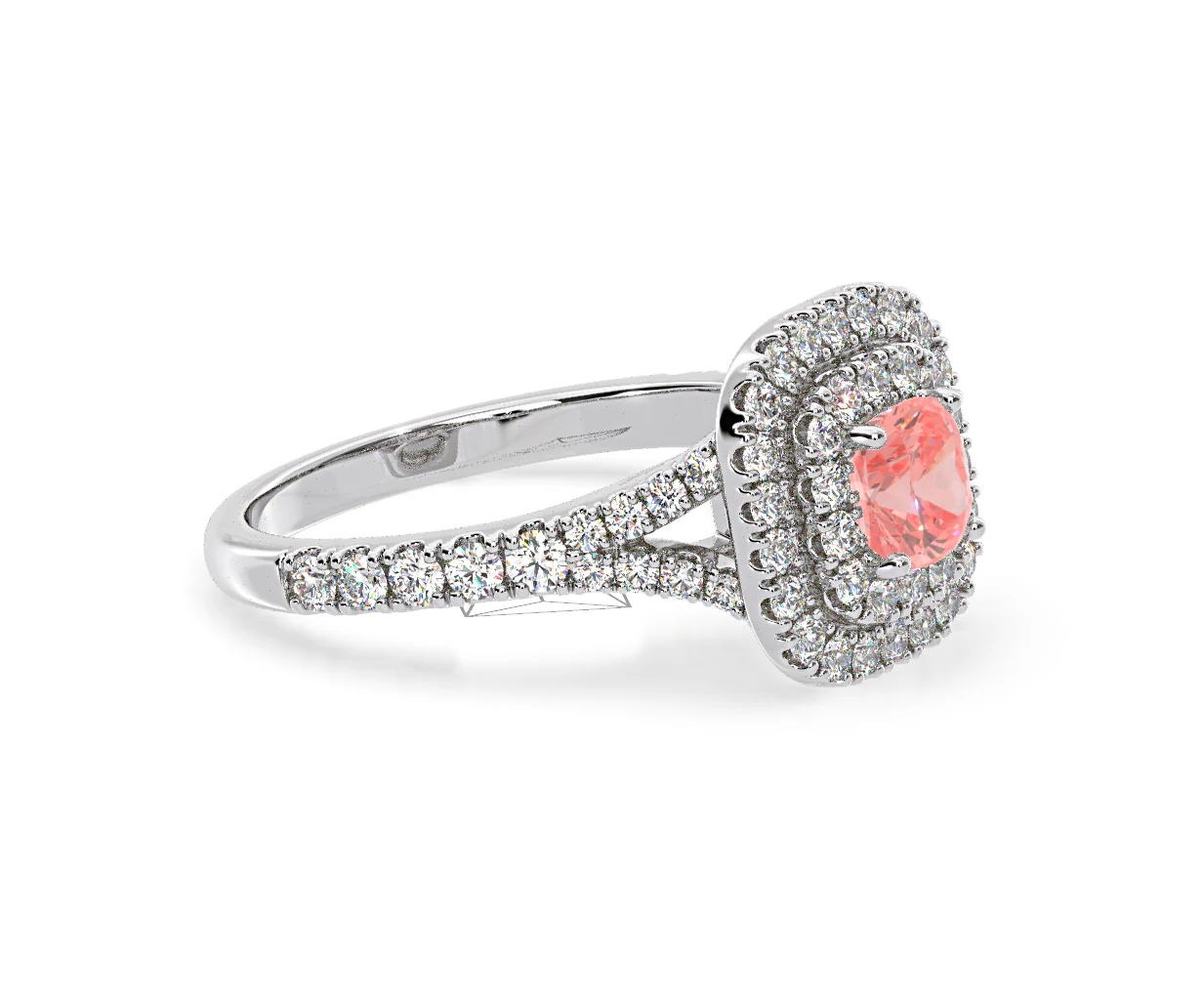 Anastasia Pink Lab Diamond 1.30ct Halo Ring in Platinum - Elara Collection - Image 74