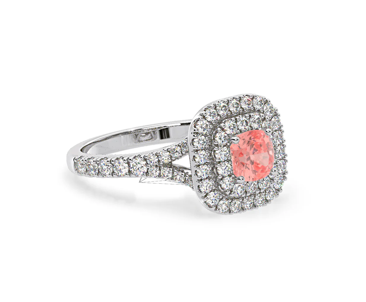 Anastasia Pink Lab Diamond 1.30ct Halo Ring in Platinum - Elara Collection - Image 78