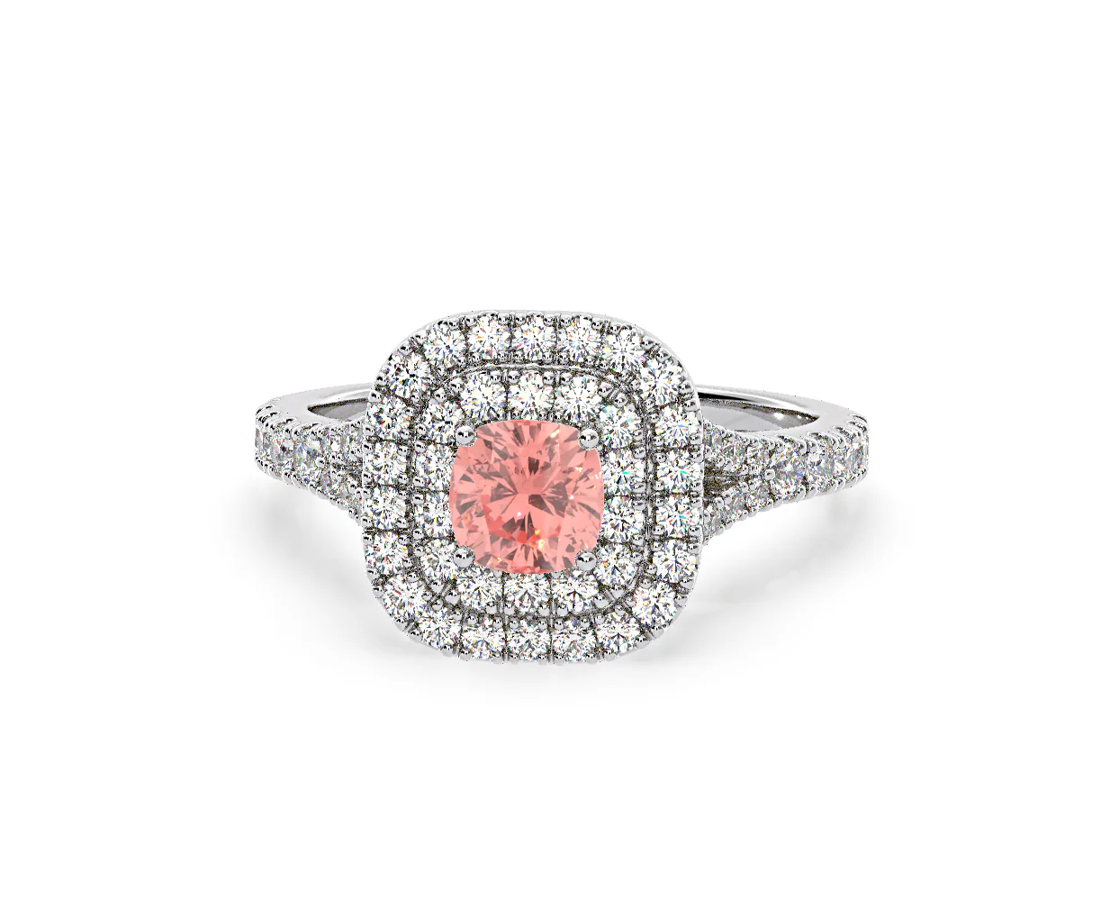Anastasia Pink Lab Diamond 1.30ct Halo Ring in Platinum - Elara Collection - Image 8
