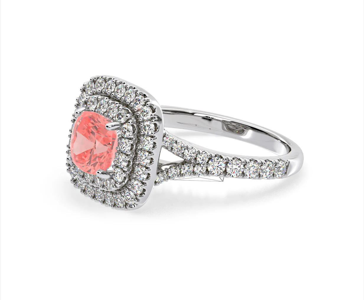 Anastasia Pink Lab Diamond 1.65ct Halo Ring in 18K White Gold - Elara Collection - Image 18