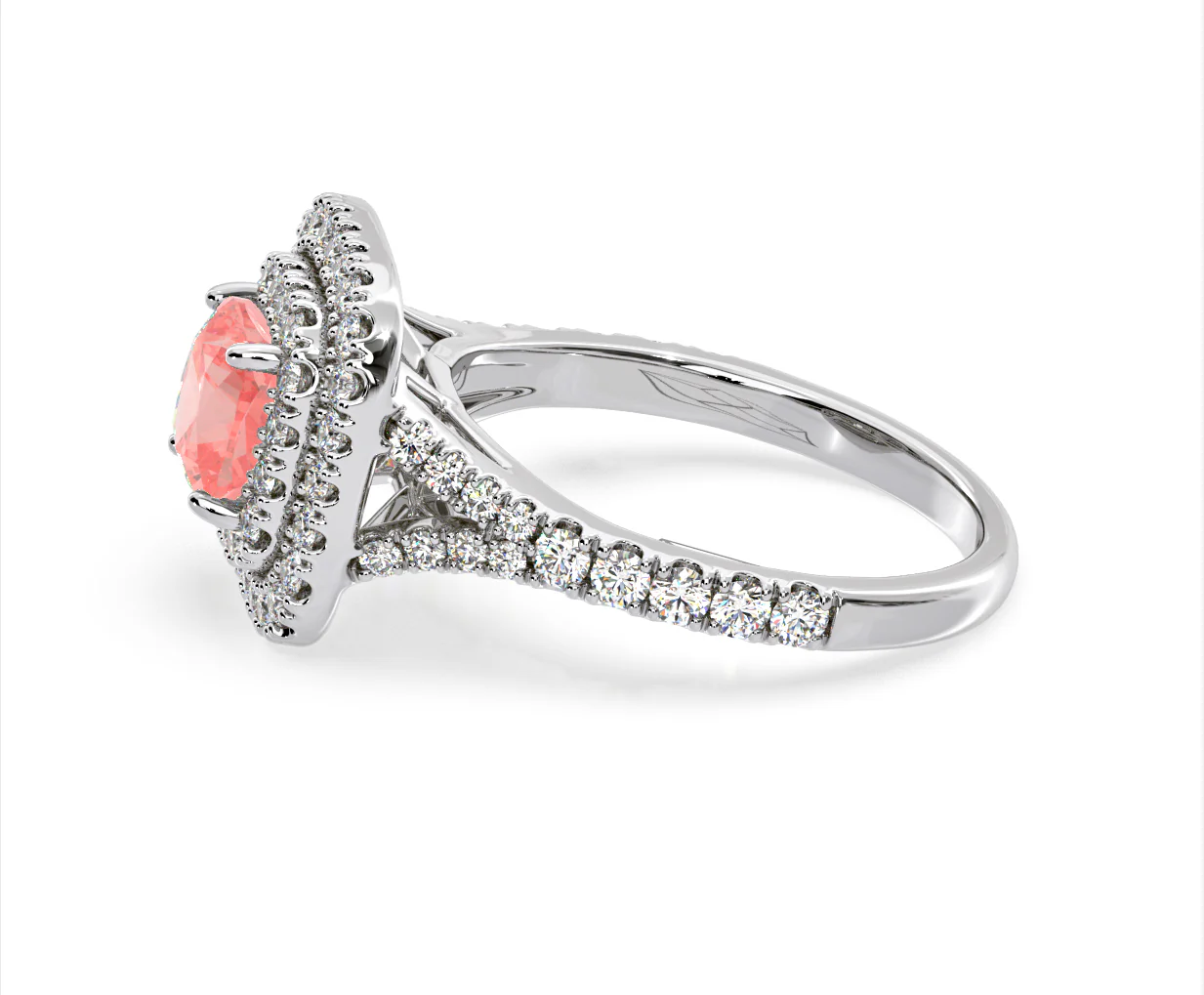 Anastasia Pink Lab Diamond 1.65ct Halo Ring in 18K White Gold - Elara Collection - Image 25