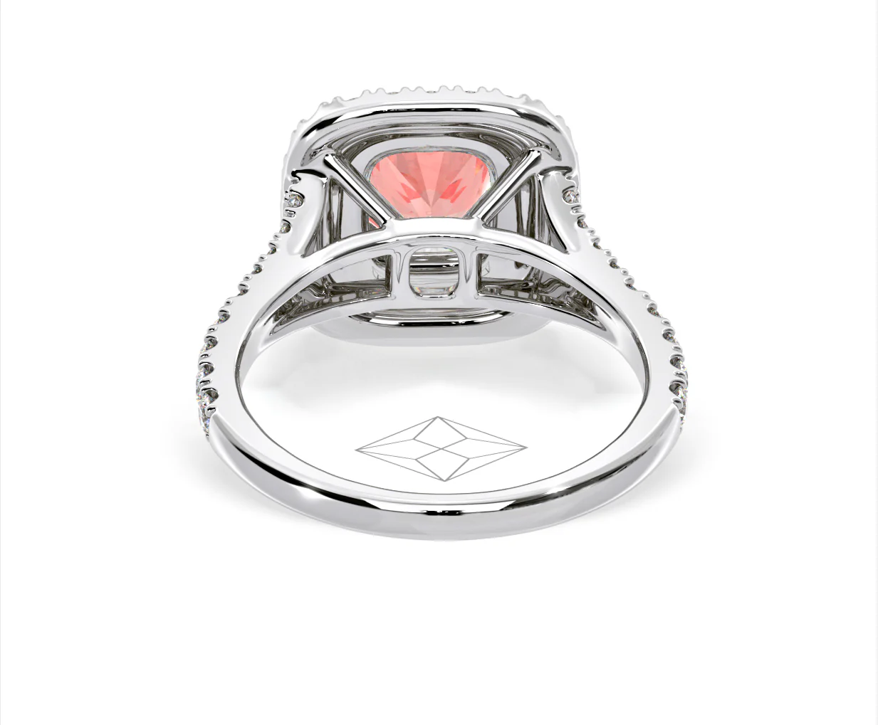 Anastasia Pink Lab Diamond 1.65ct Halo Ring in 18K White Gold - Elara Collection - Image 46