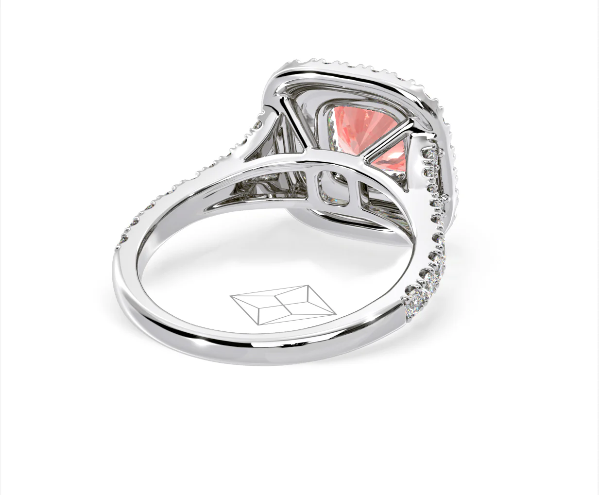 Anastasia Pink Lab Diamond 1.65ct Halo Ring in 18K White Gold - Elara Collection - Image 52