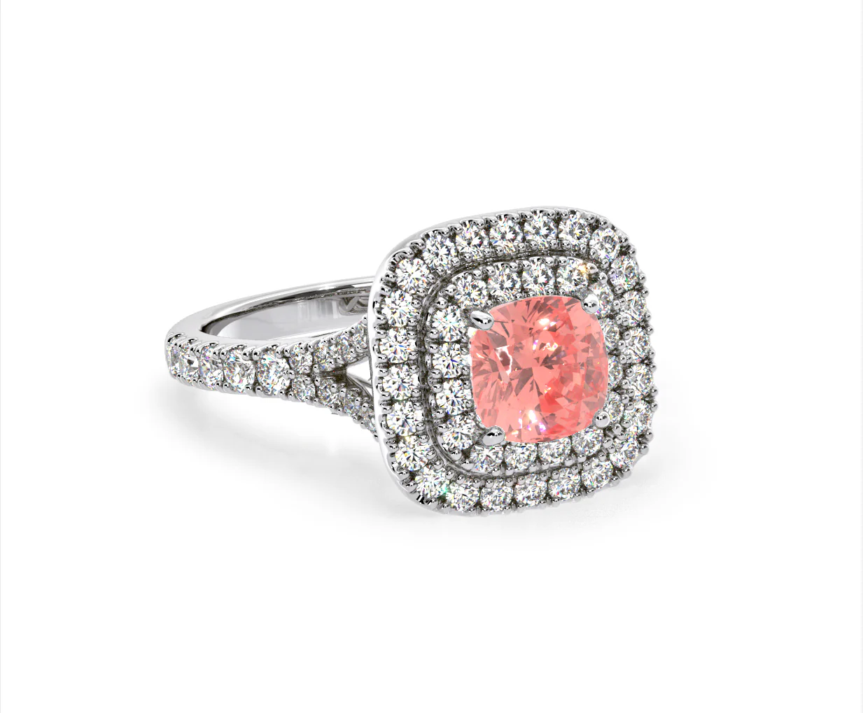 Anastasia Pink Lab Diamond 1.65ct Halo Ring in 18K White Gold - Elara Collection - Image 81
