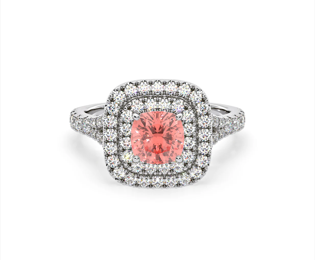 Anastasia Pink Lab Diamond 1.65ct Halo Ring in 18K White Gold - Elara Collection - Image 86
