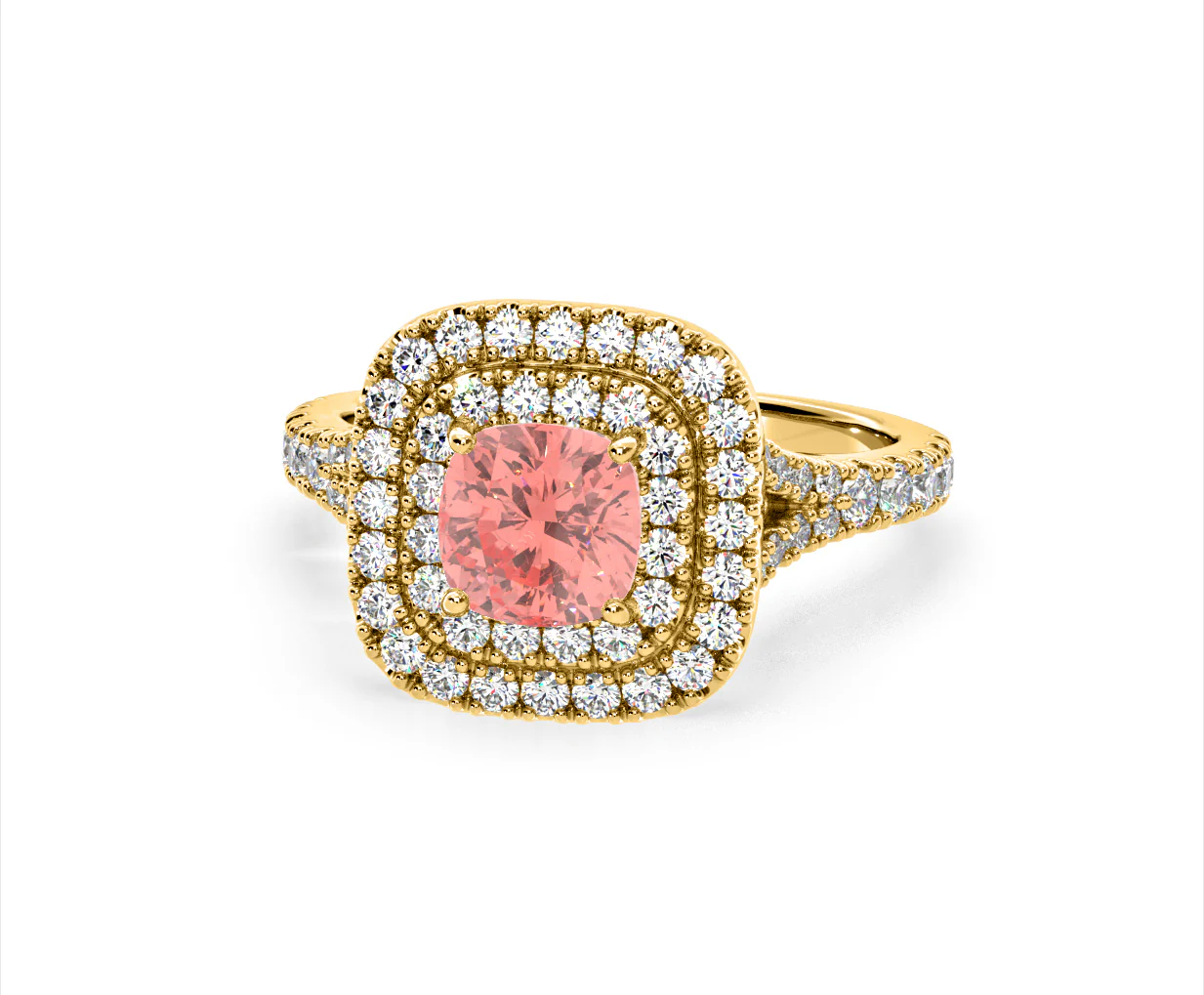 Anastasia Pink Lab Diamond 1.65ct Halo Ring in 18K Yellow Gold - Elara Collection - Image 10
