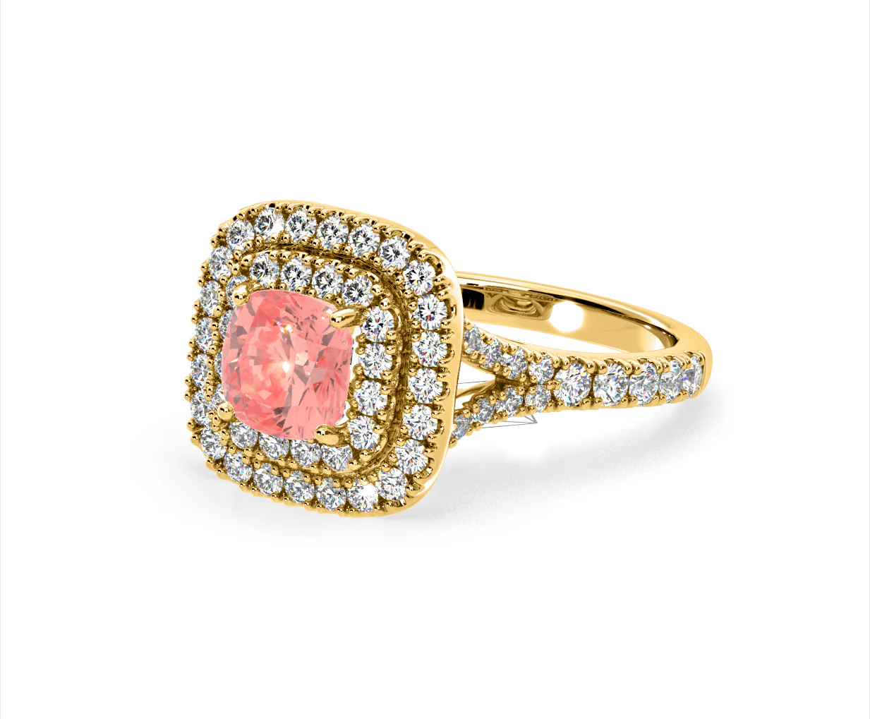 Anastasia Pink Lab Diamond 1.65ct Halo Ring in 18K Yellow Gold - Elara Collection - Image 15