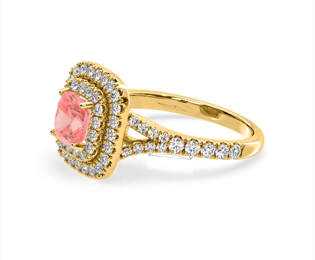 Anastasia Pink Lab Diamond 1.65ct Halo Ring in 18K Yellow Gold - Elara Collection - Image 21