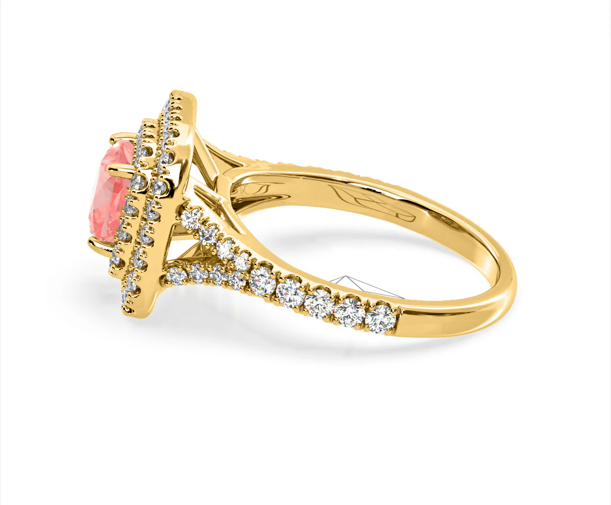 Anastasia Pink Lab Diamond 1.65ct Halo Ring in 18K Yellow Gold - Elara Collection - Image 28