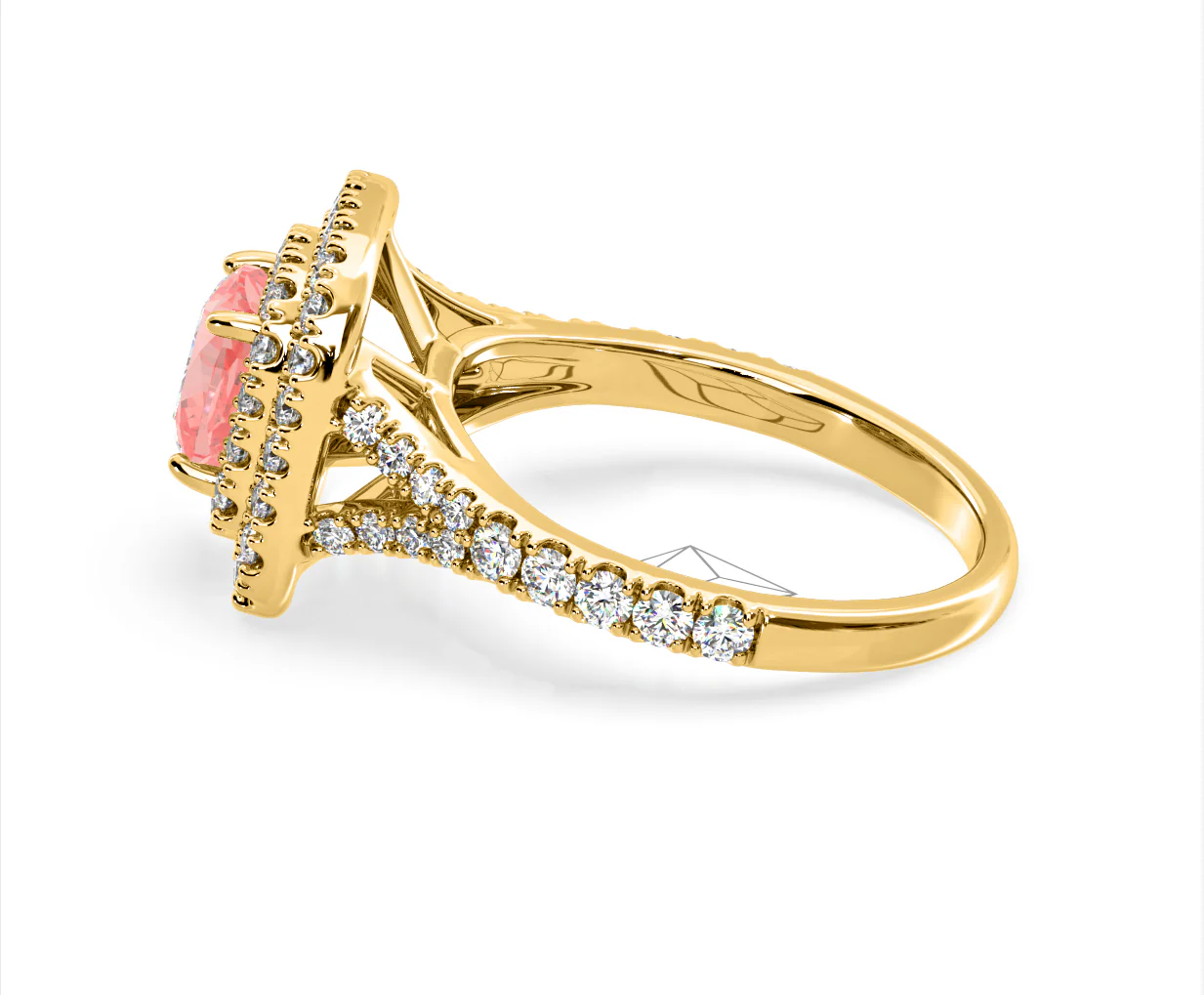 Anastasia Pink Lab Diamond 1.65ct Halo Ring in 18K Yellow Gold - Elara Collection - Image 29