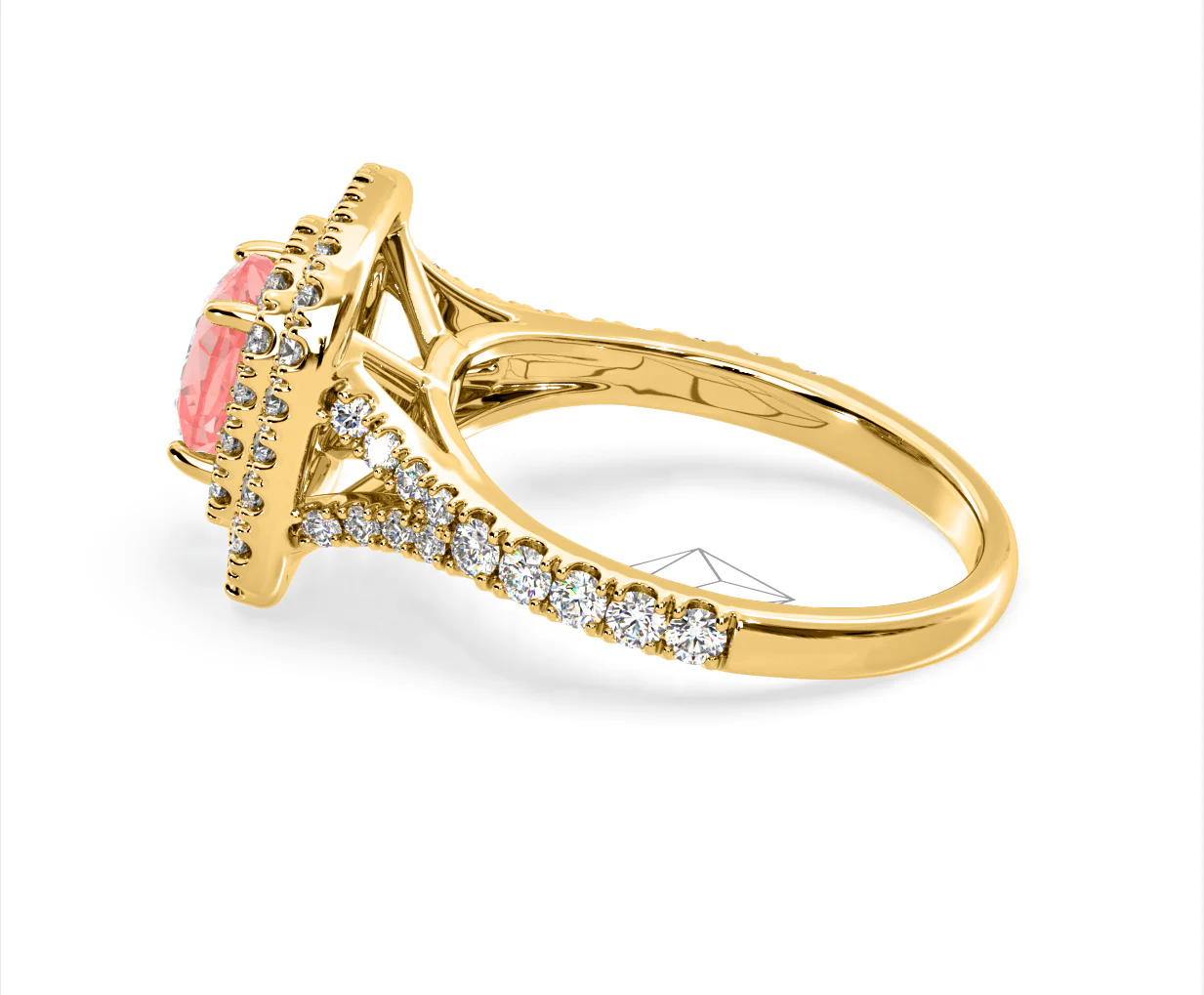 Anastasia Pink Lab Diamond 1.65ct Halo Ring in 18K Yellow Gold - Elara Collection - Image 30