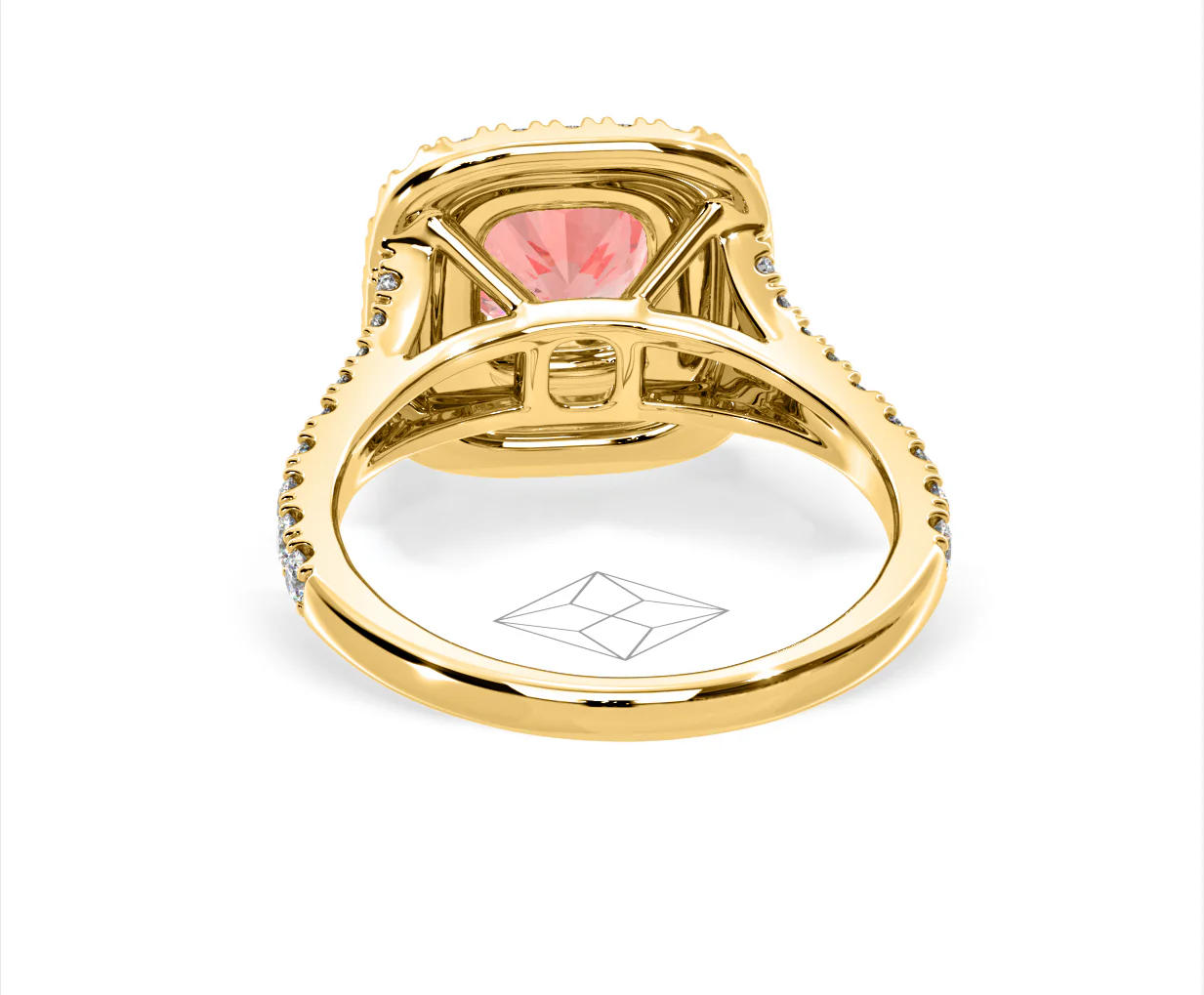 Anastasia Pink Lab Diamond 1.65ct Halo Ring in 18K Yellow Gold - Elara Collection - Image 46