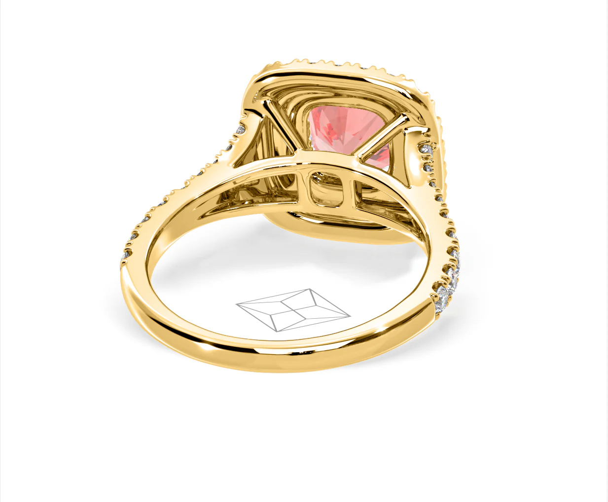 Anastasia Pink Lab Diamond 1.65ct Halo Ring in 18K Yellow Gold - Elara Collection - Image 51