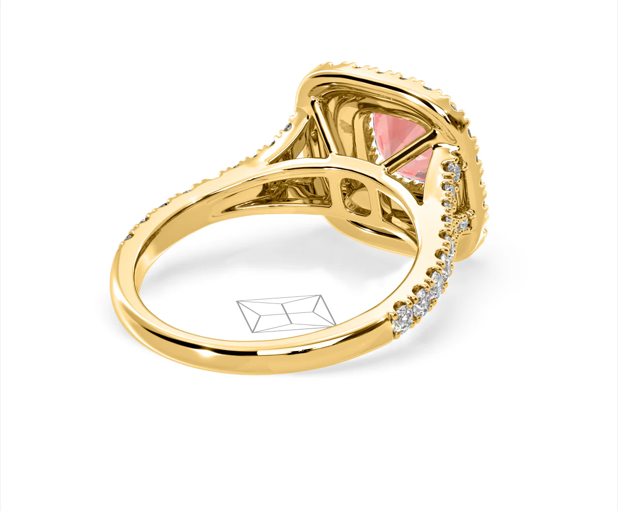 Anastasia Pink Lab Diamond 1.65ct Halo Ring in 18K Yellow Gold - Elara Collection - Image 55