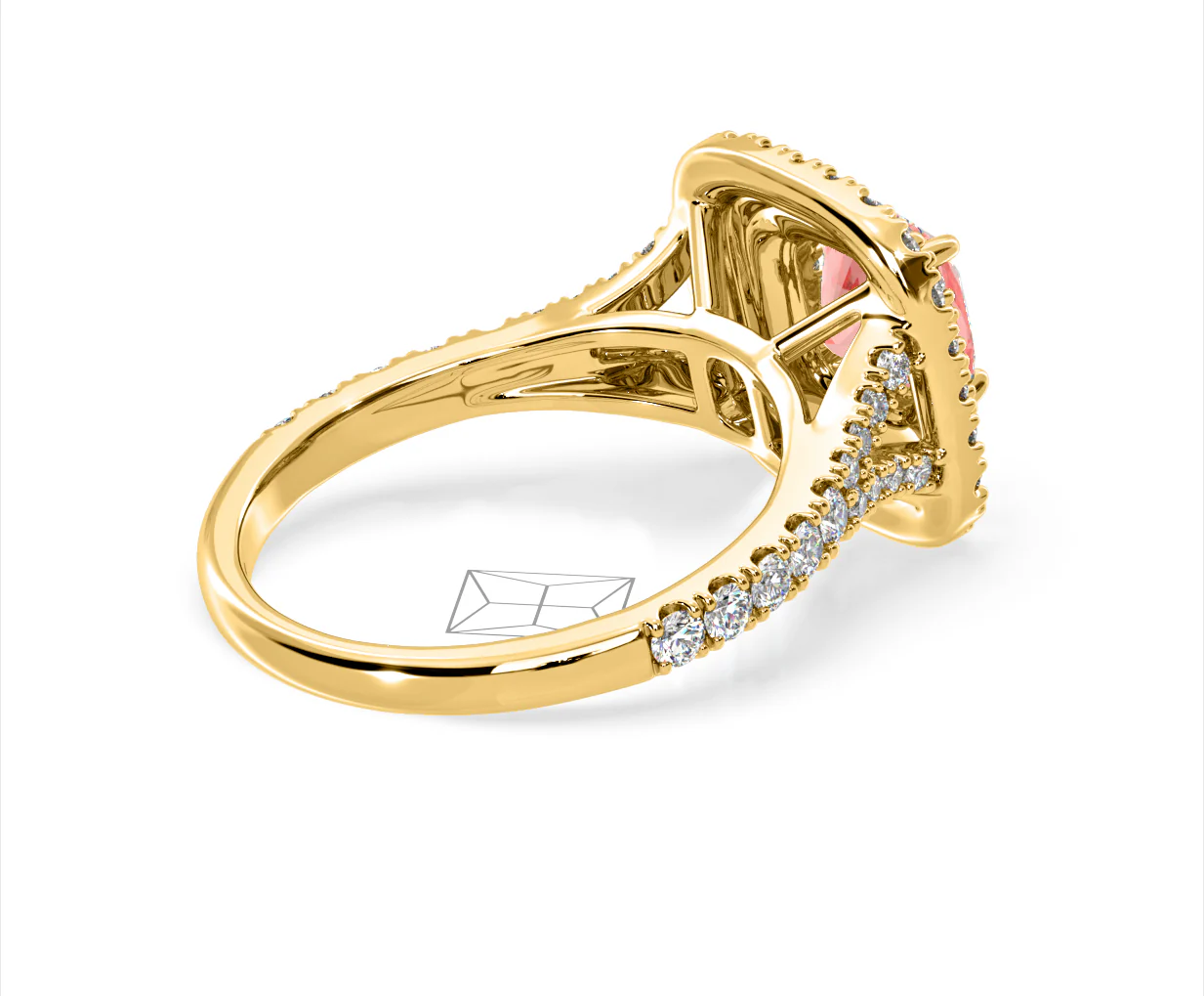 Anastasia Pink Lab Diamond 1.65ct Halo Ring in 18K Yellow Gold - Elara Collection - Image 59