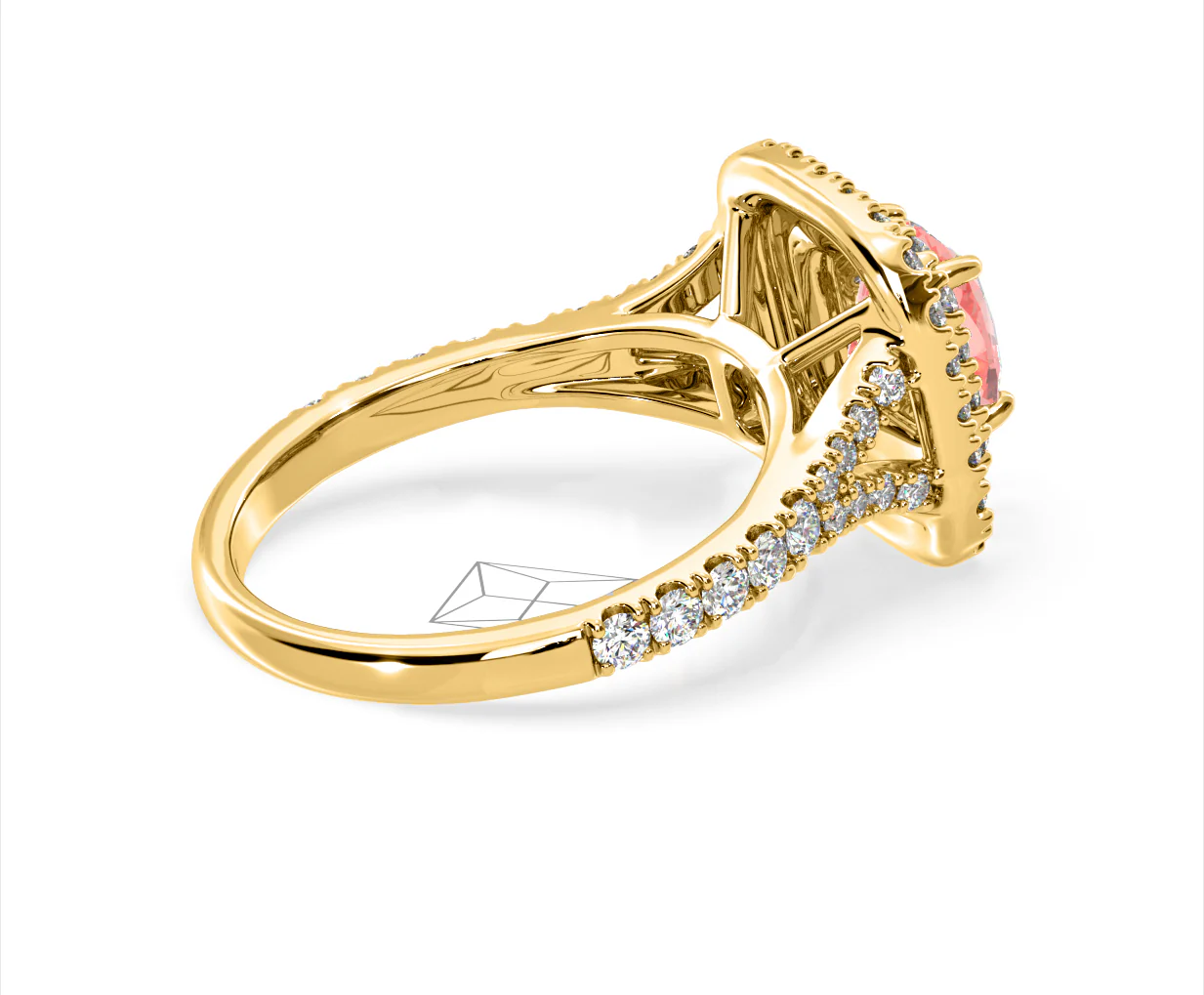Anastasia Pink Lab Diamond 1.65ct Halo Ring in 18K Yellow Gold - Elara Collection - Image 61