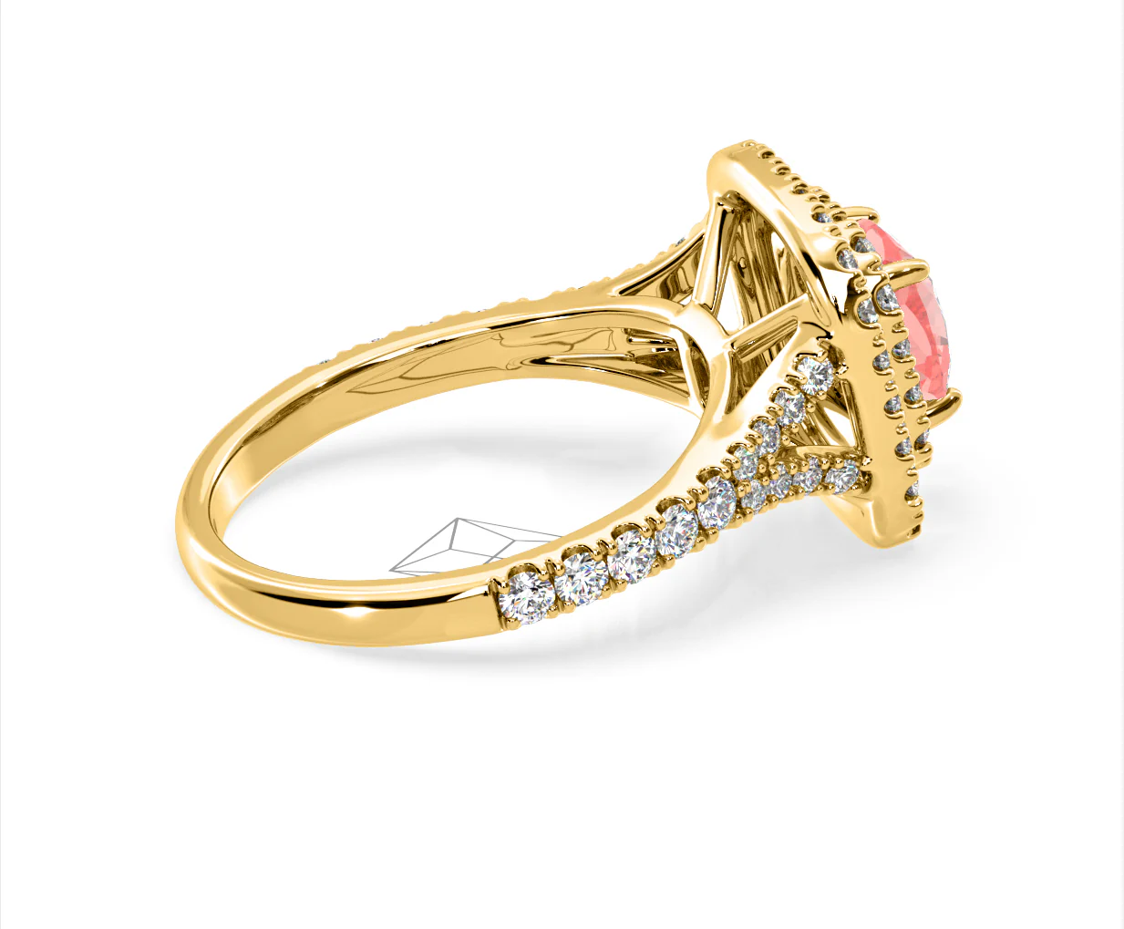 Anastasia Pink Lab Diamond 1.65ct Halo Ring in 18K Yellow Gold - Elara Collection - Image 63