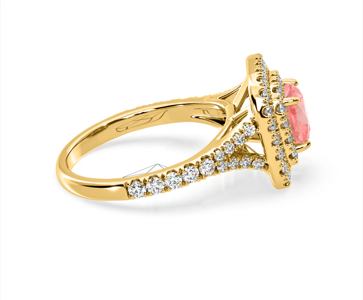 Anastasia Pink Lab Diamond 1.65ct Halo Ring in 18K Yellow Gold - Elara Collection - Image 67