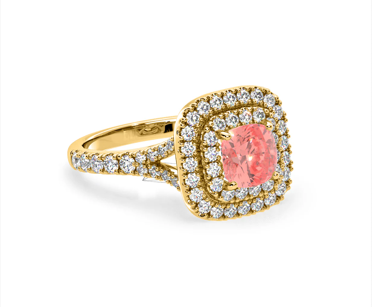 Anastasia Pink Lab Diamond 1.65ct Halo Ring in 18K Yellow Gold - Elara Collection - Image 80
