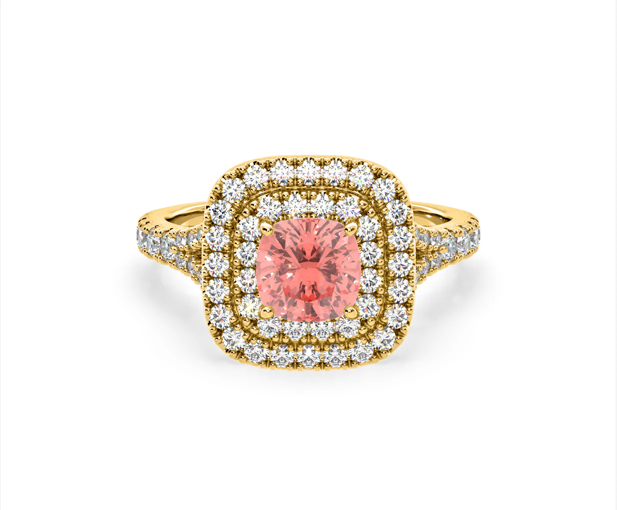 Anastasia Pink Lab Diamond 1.65ct Halo Ring in 18K Yellow Gold - Elara Collection - Image 87