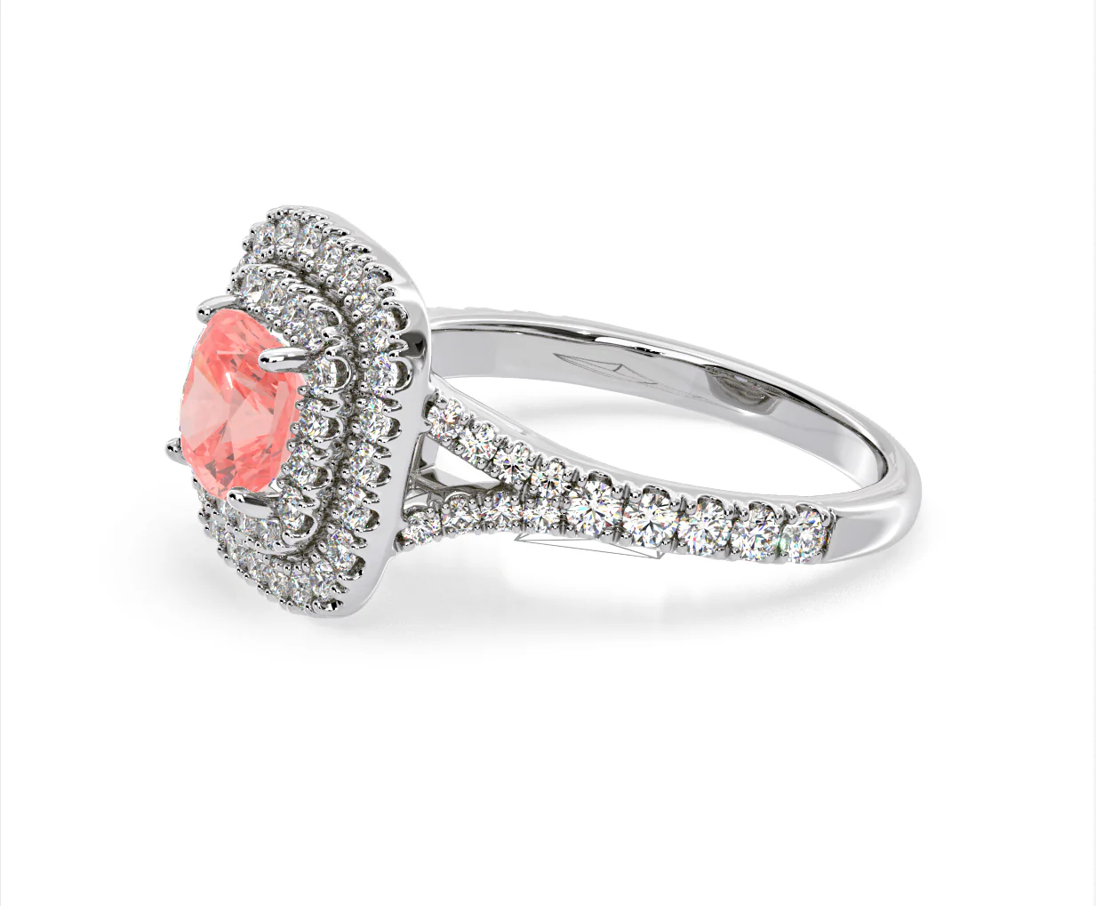 Anastasia Pink Lab Diamond 1.65ct Halo Ring in Platinum - Elara Collection - Image 21