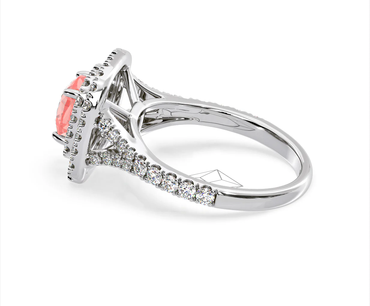 Anastasia Pink Lab Diamond 1.65ct Halo Ring in Platinum - Elara Collection - Image 30